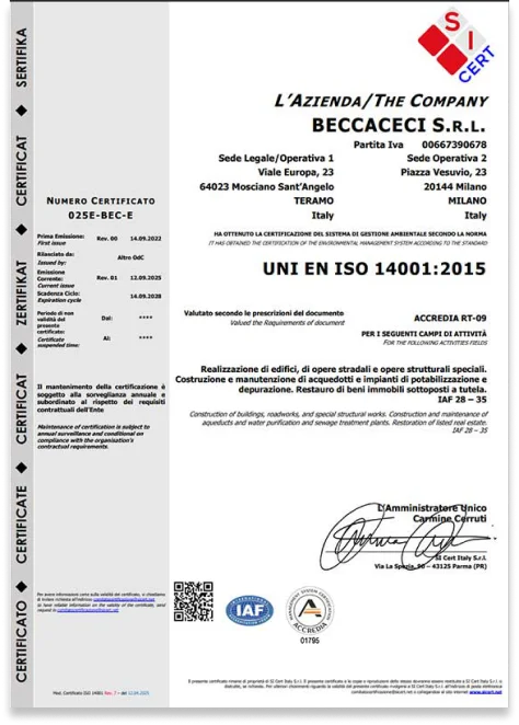 Certificazione ISO 14001:2015 — logo certificazione