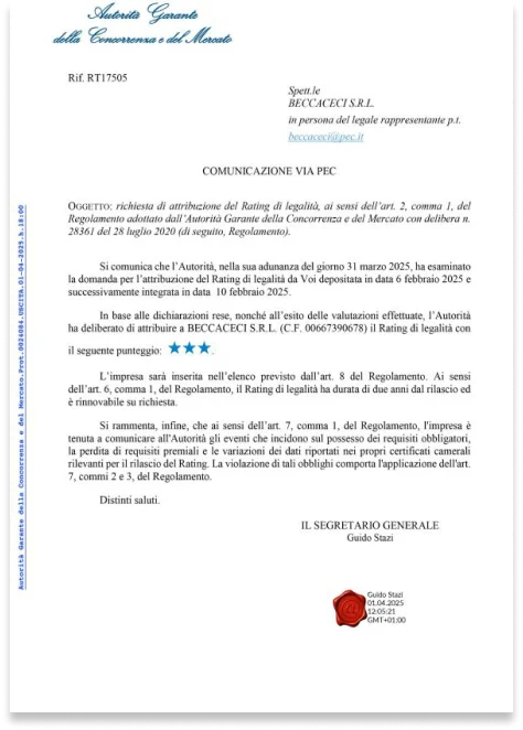 Rating di legalità — logo certificazione