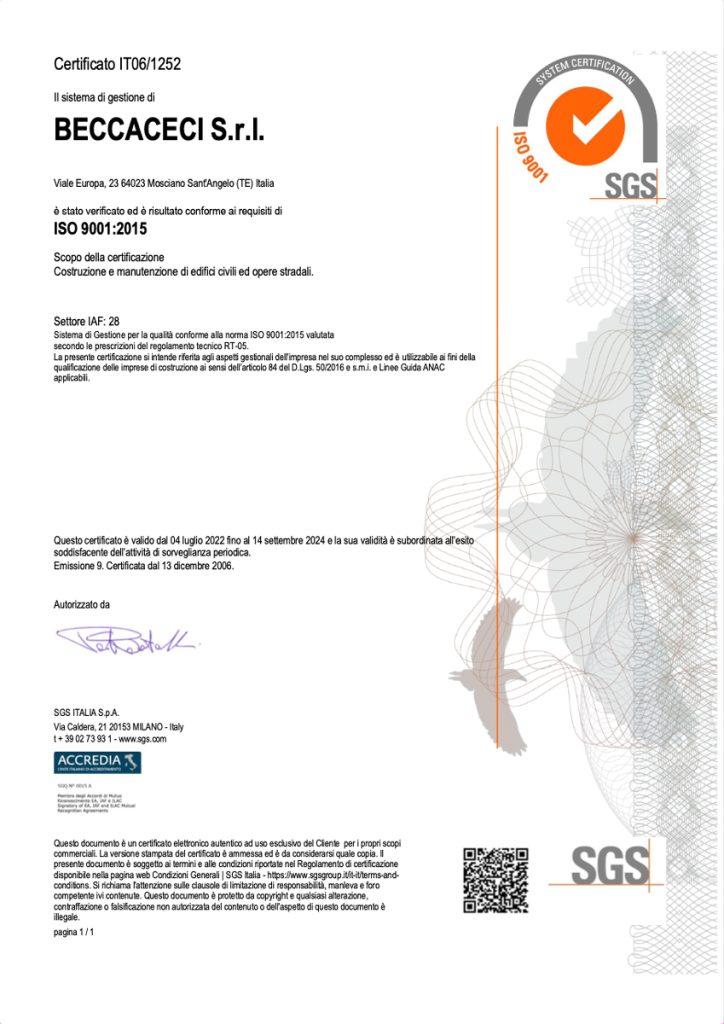 Certificazioni Beccaceci | ISO 9001