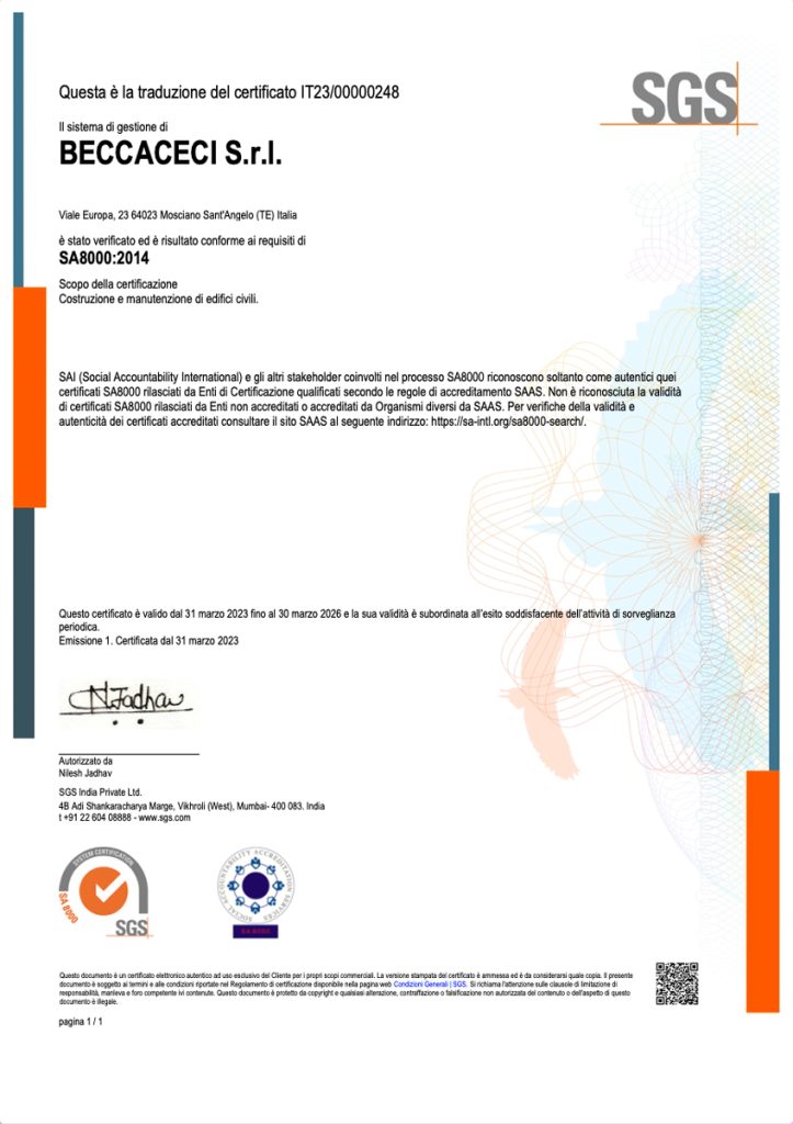 Certificazioni Beccaceci | SA 8000