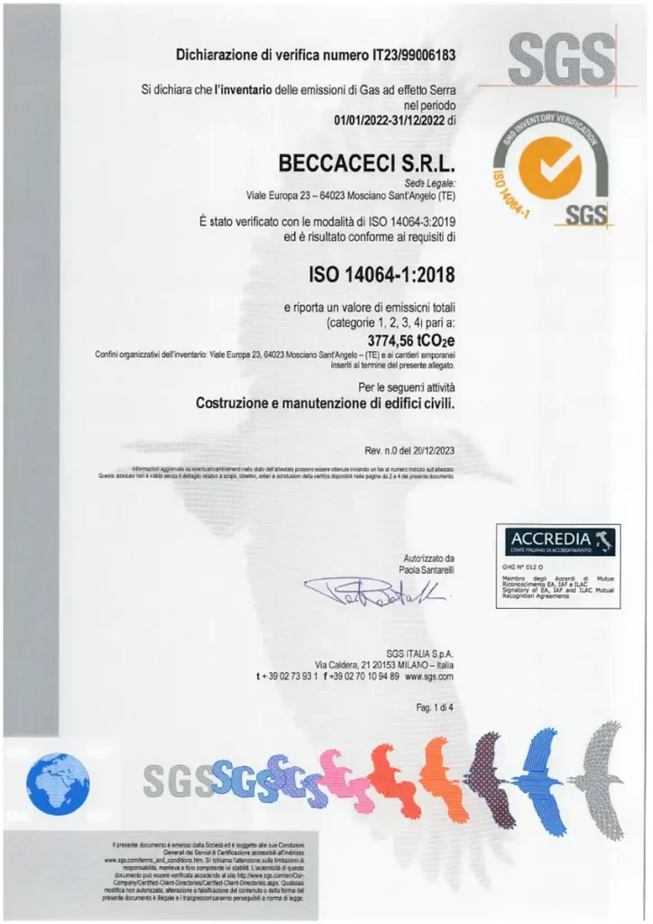 Certificazione ISO 14064 Beccaceci