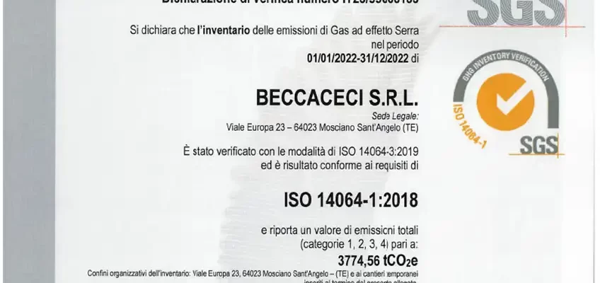Certificazione ISO 14064 Beccaceci